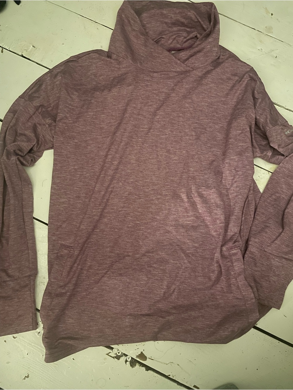 Columbia womenswear Heathered Mauve Long Sleeve Cowl Neck Top size large b26